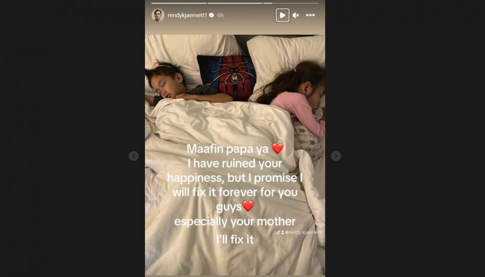 Rendy Kjaernett meminta maaf ke anak-anaknya (Instagram)
