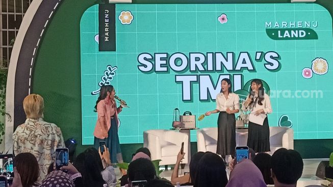 Seorina atau Seol In Ah Saat menggelar fan meeting di Senayan City, Jakarta Pusat pada Sabtu (8/7/2023) [Semujer.com/Rena Pangesti]