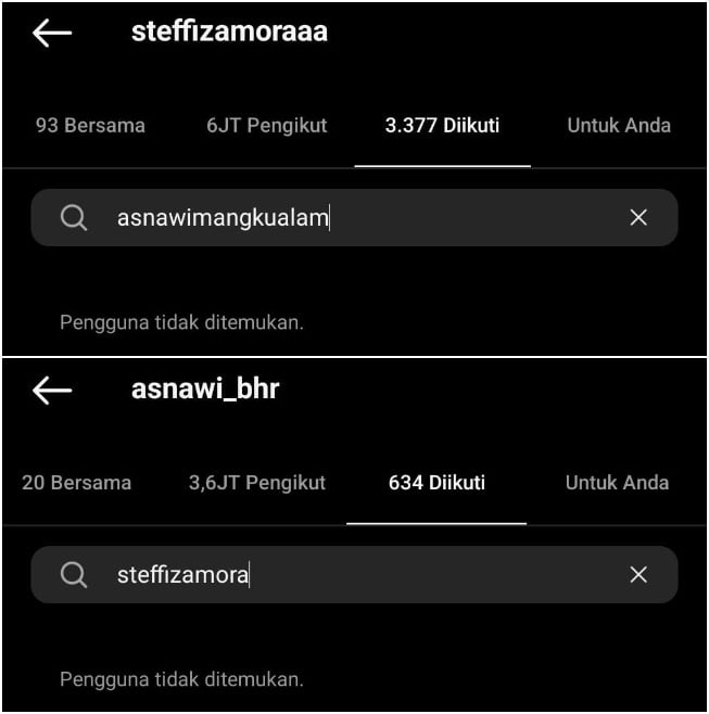 Steffi Zamora dan Asnawi Mangkualam tidak saling follow Instagram (Instagram)